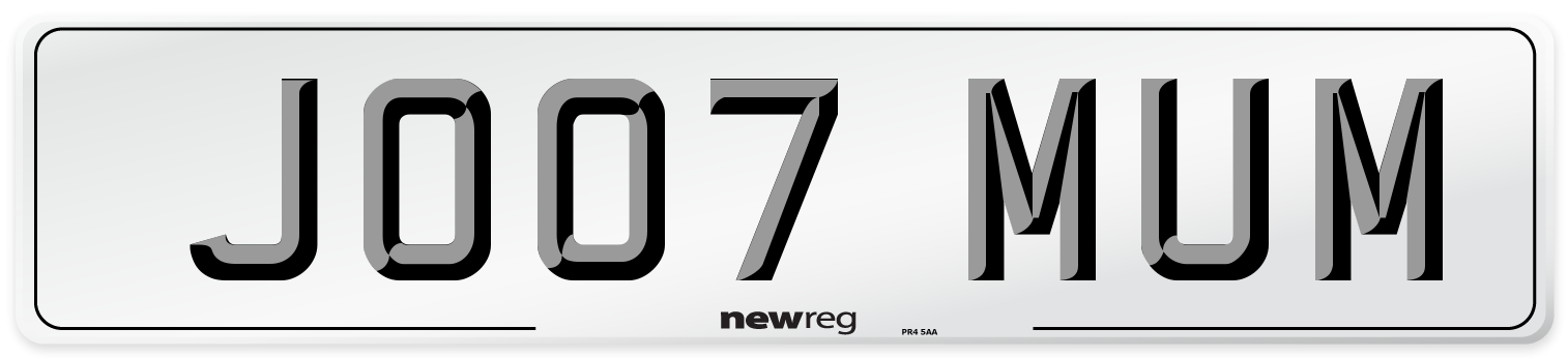JO07 MUM Number Plate from New Reg